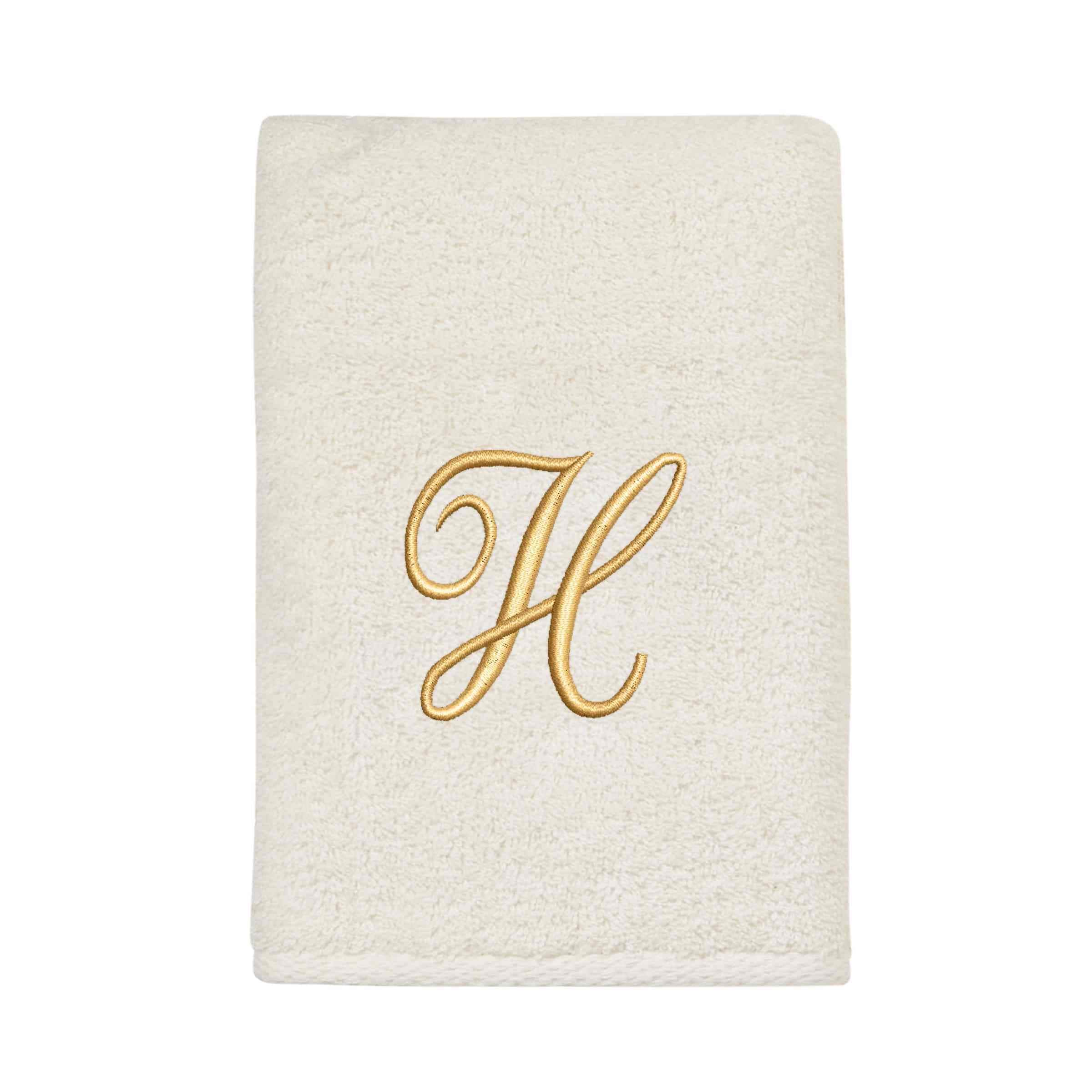 Avanti Ivory with Gold Script Monogram Hand Towel Letter H - Hand Towel
