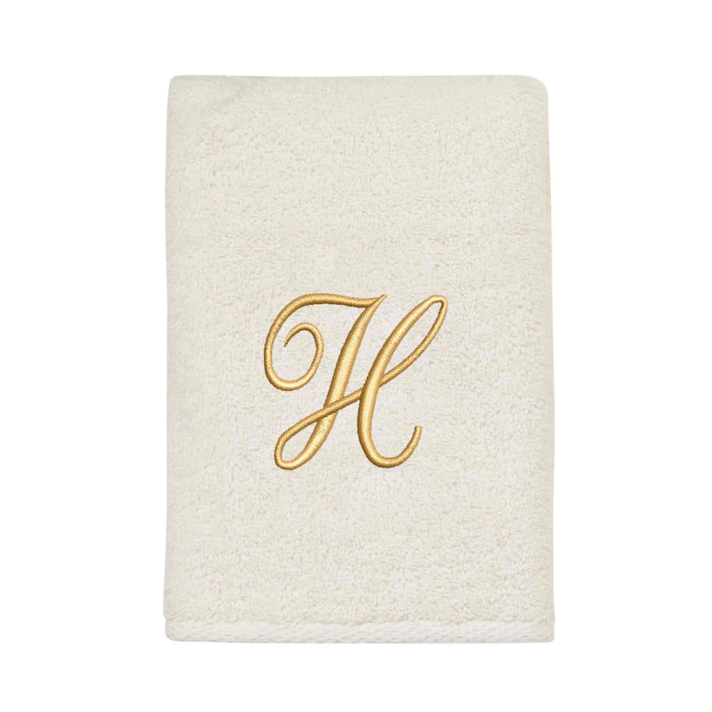 Avanti Linens Ivory/Gold Script Monogram Hand Towel Letter H - Hand Towel