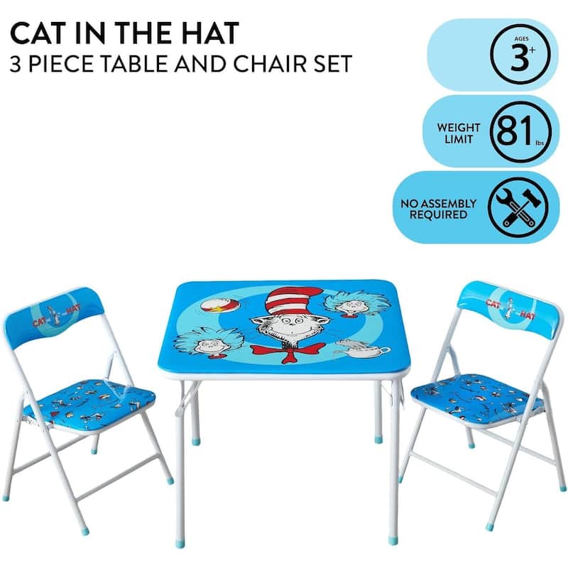 Dr Seuss 3 Piece Kids Activity Table and Chair Set