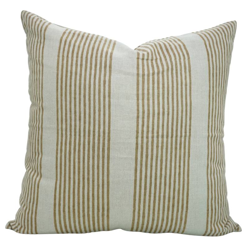 Fabdivine Polka Dots Grey Pure Linen Cushion Cover Soft, 12x20 Inches Handmade Block Print Bedroom or Farmhouse Décor, Shivri - Pillow Covers - Saat Samundar- Brown - 16" x 16"