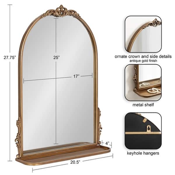 dimension image slide 0 of 2, Kate and Laurel Myrcelle Arched Wall Mirror with Shelf