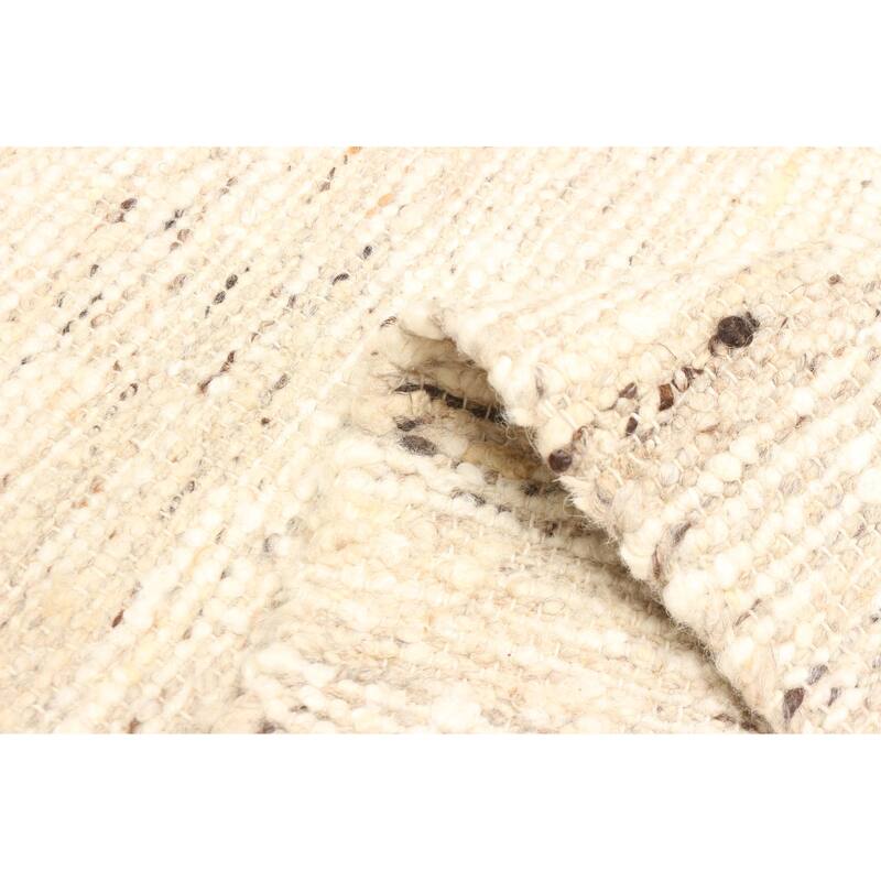 ECARPETGALLERY Braid weave Sienna Beige, Cream Wool Rug - 5'0 x 7'11