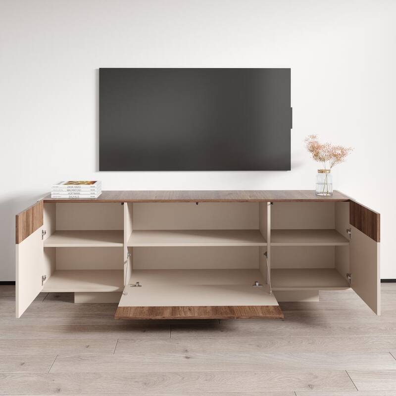 Meble Furniture Haopsa 71" Modern 3D-Effect TV Stand with Storage Cabinets for up to 80" TVs