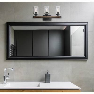 Westinghouse Lighting Broomall Three Light Wall Fixture, Matte Black Finish with Barnwood Accents, Clear Seeded Glass - 3-Light