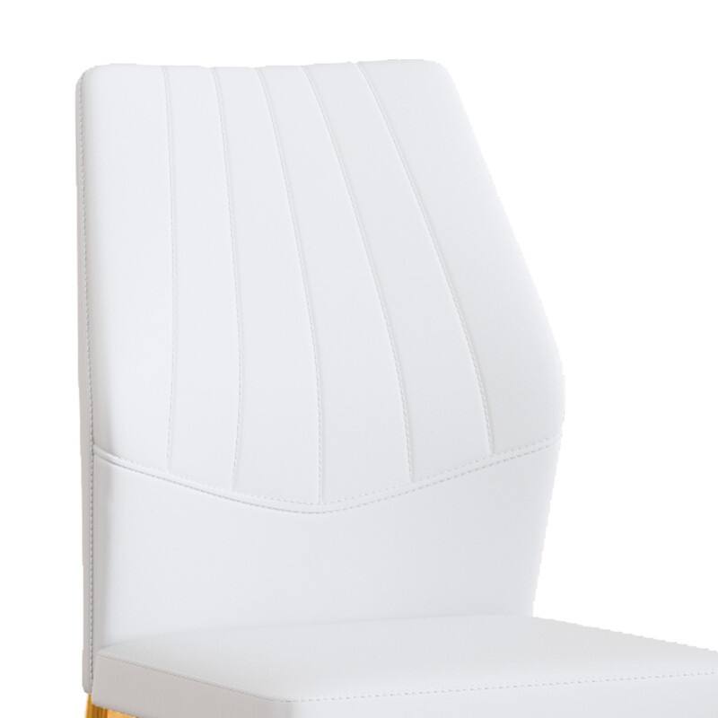 Set of 4 Modern Dining Chairs, 37" High - Ergonomic PU Backrest, Gold Metal Legs