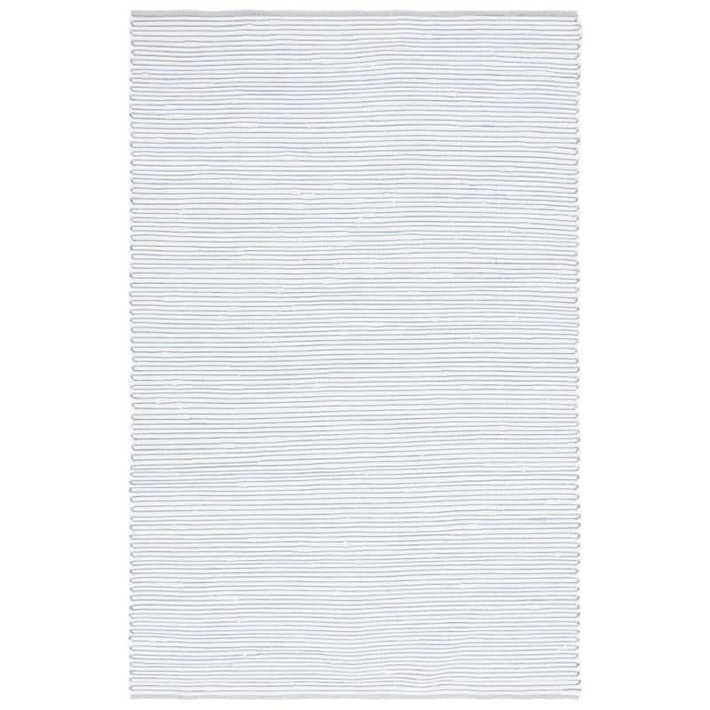 SAFAVIEH, Handmade Montauk Makenzie Stripe Rug - 6' x 9' - Turquoise/Ivory