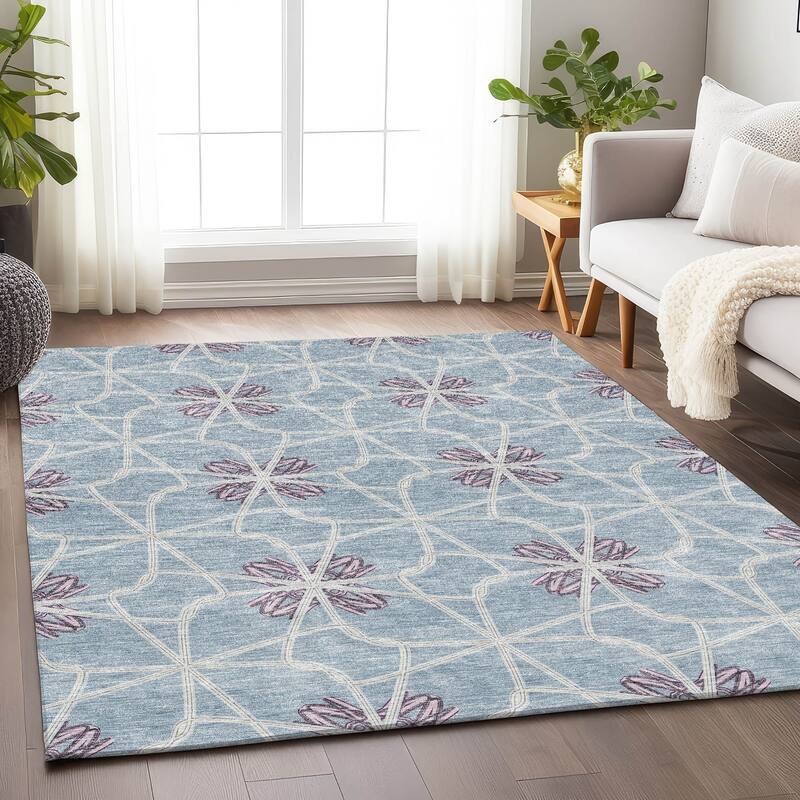 Premium Washable Super Soft Contemporary Tangle Mayfield Rug - Denim - 8' x 10'