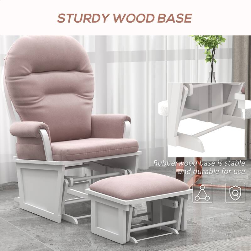 HOMCOM Nursery Glider Rocking Chair with Ottoman Cushion Seating