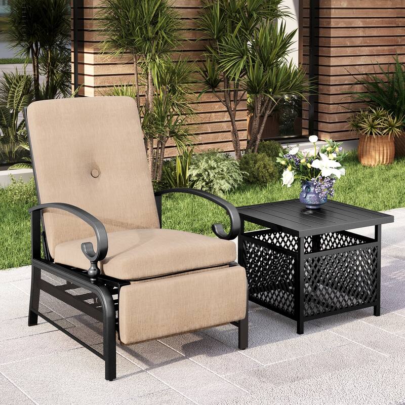 MAISON ARTS 2-piece Adjustable Recliner and Side Table Bistro Set