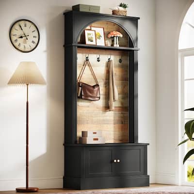 Hall Tree With Bench, 4-In-1 Entryway Bench With Coat Rack