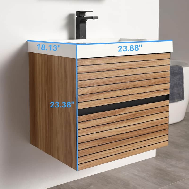 Blossom Annecy 24-Inch Floating Bathroom Vanity with Acrylic Sink