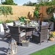 preview thumbnail 1 of 10, 7-piece Modern Outdoor Aluminum Wicker Dining Set with 6 Chairs Brown