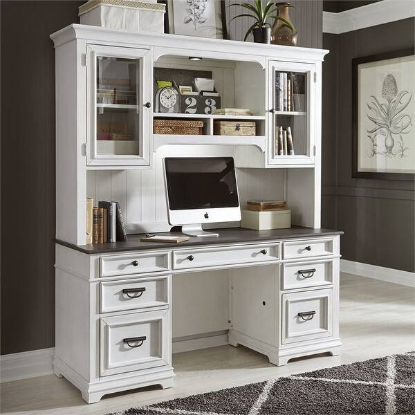 Allyson Park Wirebrushed Jr Executive 5 Piece Desk Credenza Set Overstock 28611562