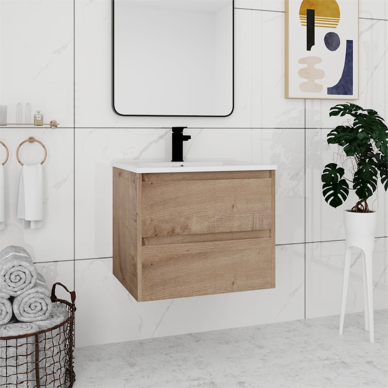 Bathroom Vanity With Sink In 24/28/30/60 Inch, Floating Bathroom Vanity With Soft Close Drawer
