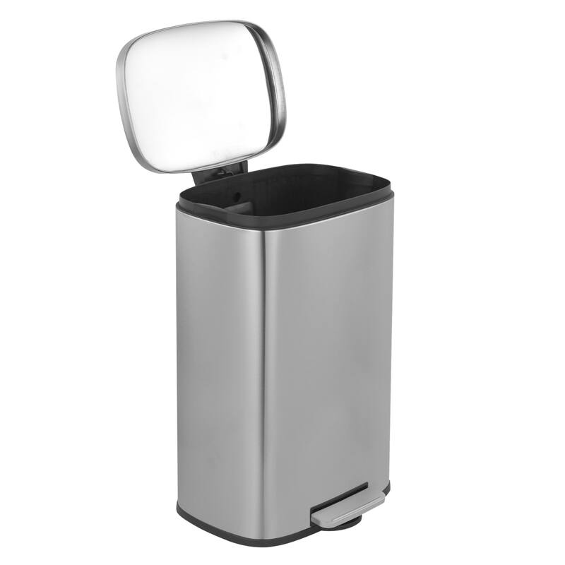 Innovaze 13 Gal./50 Liter Oval Shape Stainless Steel Step-on Trash Can for Kitchen