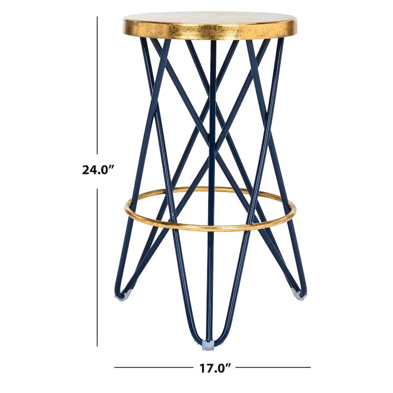 SAFAVIEH Paulette Gold Leaf Counter Stool - 17" x 17" x 24" - 17Wx17Dx24H