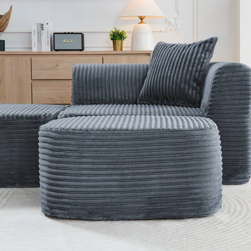 Sectional Couch with L-Shape Chaise, Modular Sofa with Movable Ottoman