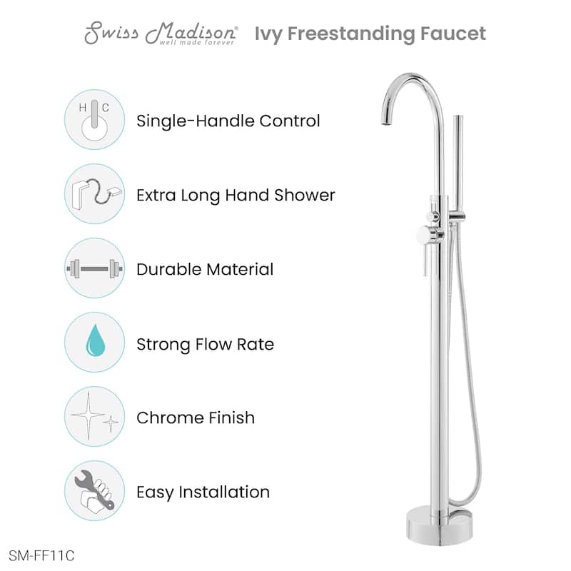 Ivy Freestanding Bathtub Faucet in Brushed Gold