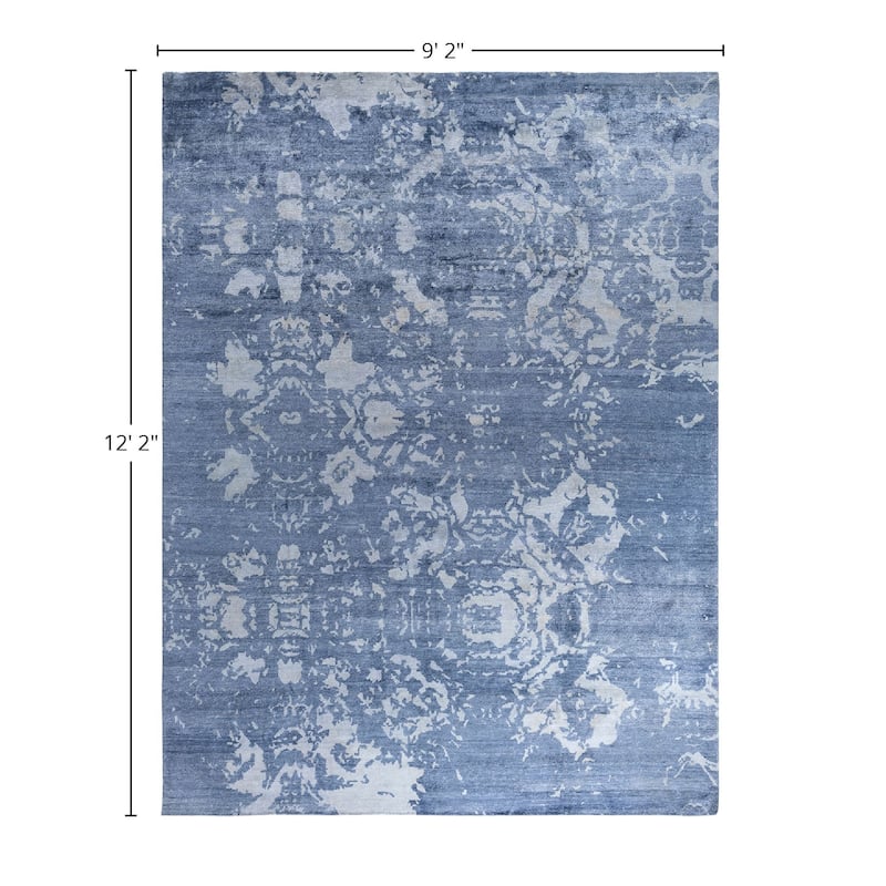 Modern One-of-a-Kind Hand-Knotted Area Rug - Ivory, 9' 2" x 12' 2" - 9' 2" x 12' 2"