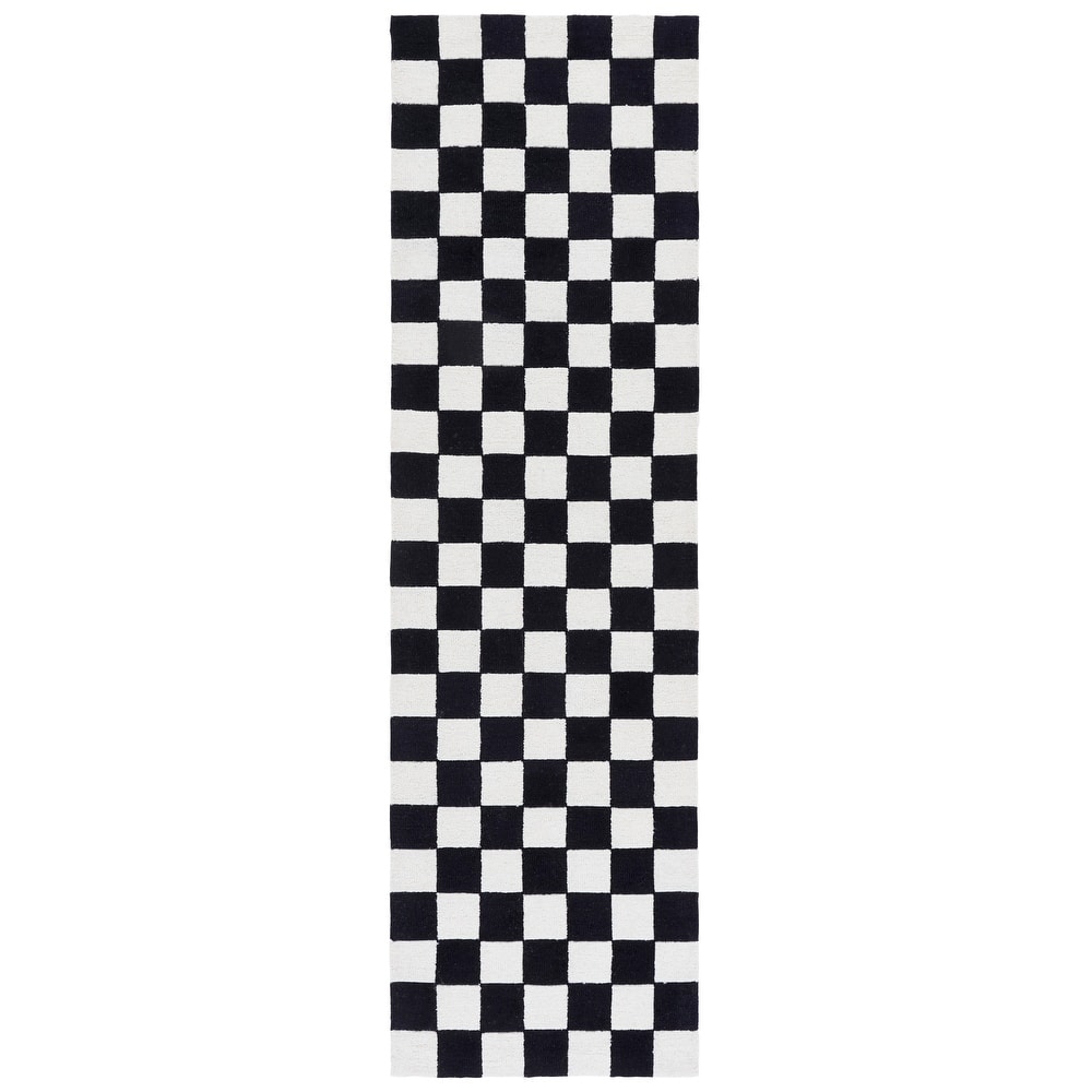 SAFAVIEH Handmade Ebony Gulnur Farmhouse Checkered Wool Rug