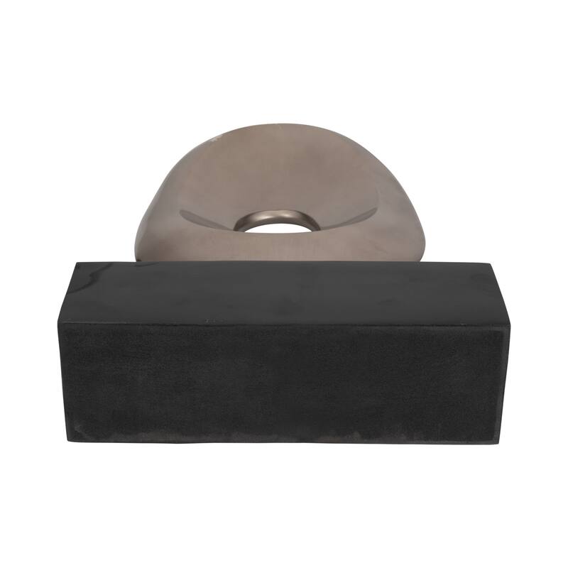 Sagebrook Home Modern Contemporary Metal Oval Shaped Sculpture, Silver/Black - 12" x 4" x 18"