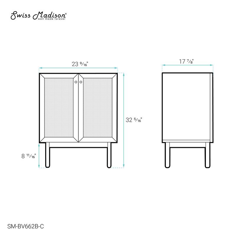 Swiss Madison Chaux 24" Freestanding Bathroom Vanity Cabinet without Top in Black Oak