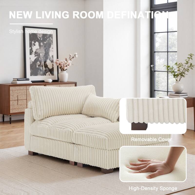 Modren Plush Upholstered Coner Chair and Ottoman Set