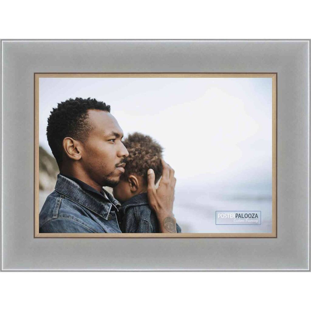 16x32 Contemporary Silver Complete Wood Picture Frame with UV Acrylic, Foam Board Backing, & Hardware