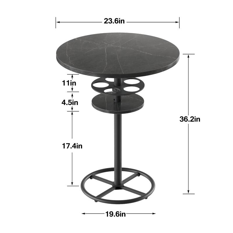 VECELO Bar Table Set, Round Bistro Bar Table Wooden Top, Sturdy Metal Frame with Pedestal, Set of 1/3