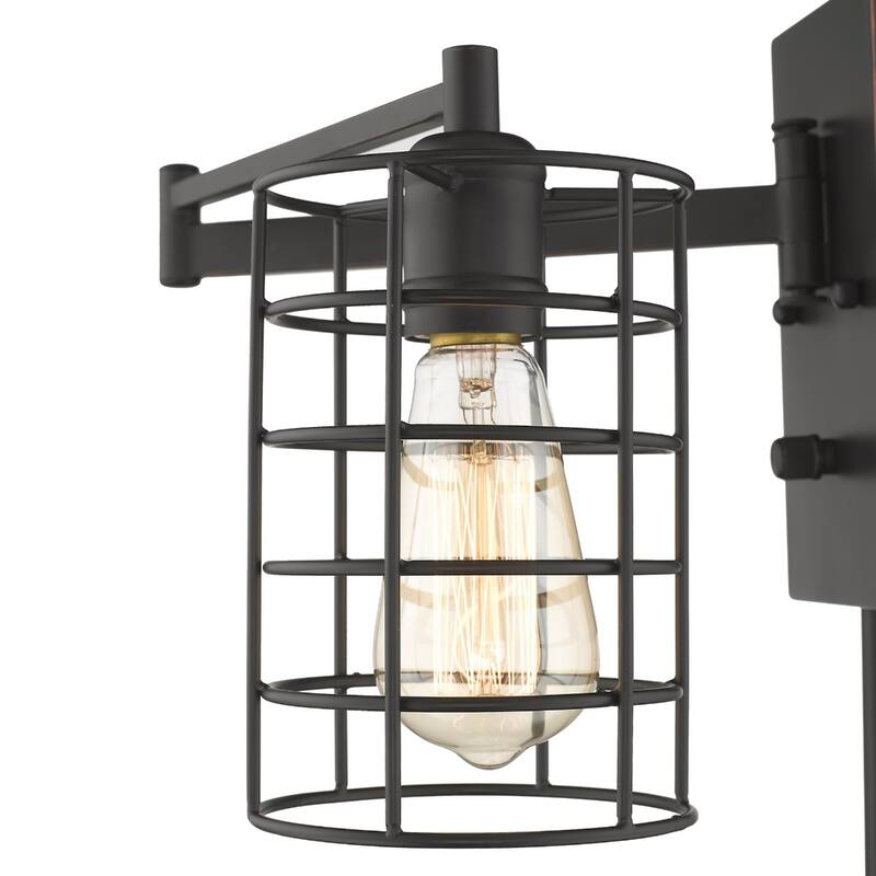 32"H Modern Plug-in Wall Sconce with LED Option and Dimmable Hanging Light Fixture Steel Frame - 32" H x 5" W x 20.75" D