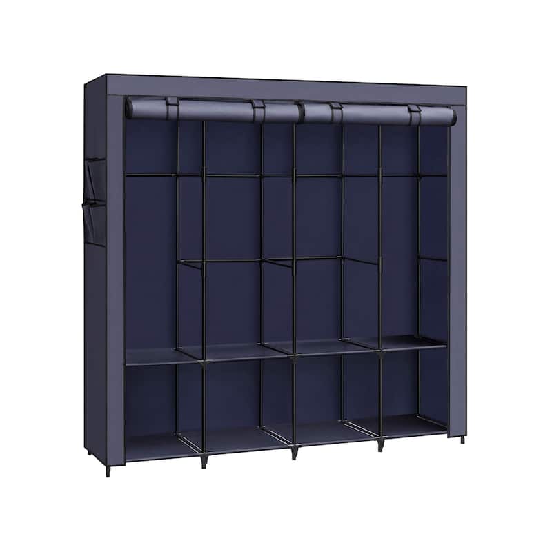 Multi-Section Fabric Closet Organizer with Sturdy Steel Tubes and 4 Convenient Storage Pockets