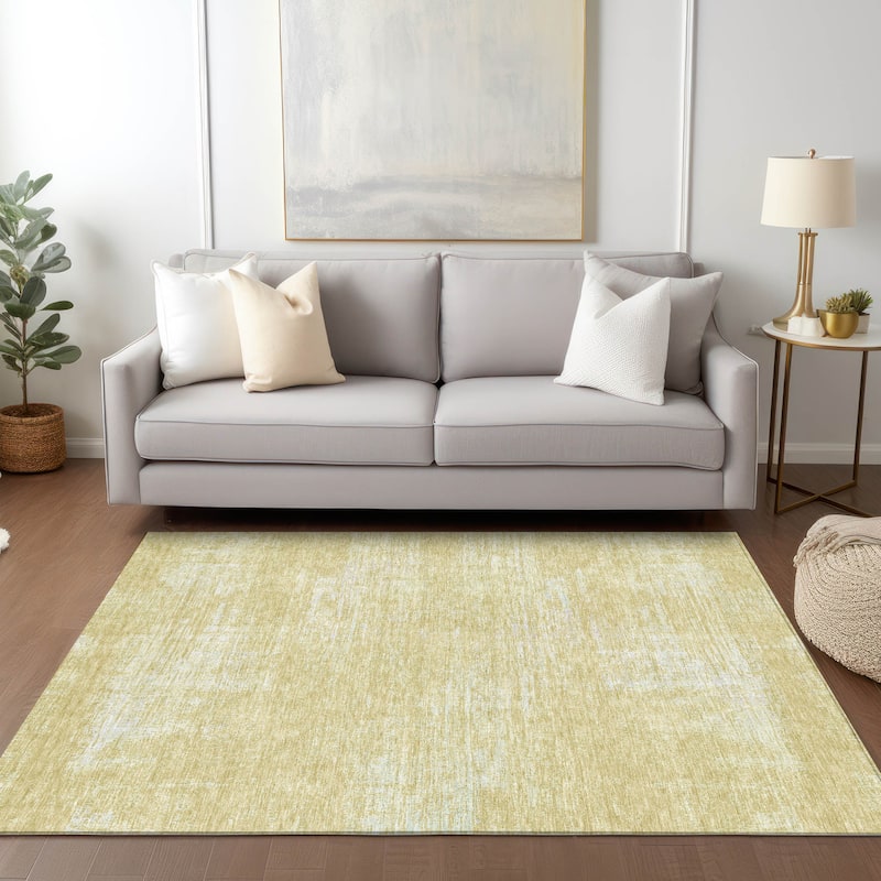 Machine Washable Indoor/ Outdoor Chantille Abstract Solid Rug