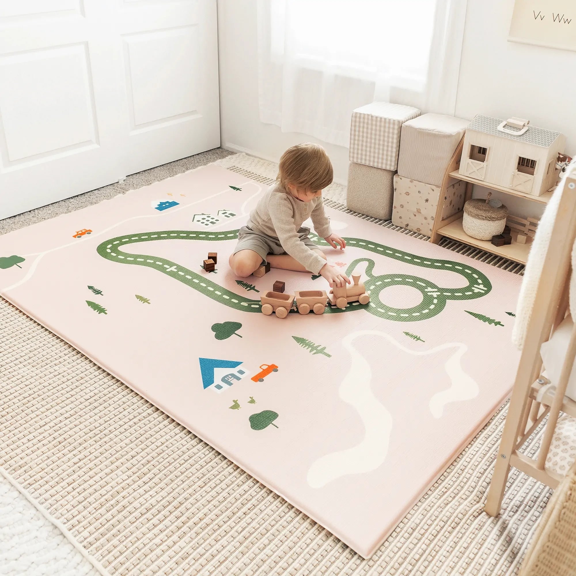 Tiny Land® Double-Sided Baby Playmat Forest Track Wonder - Multi-Color