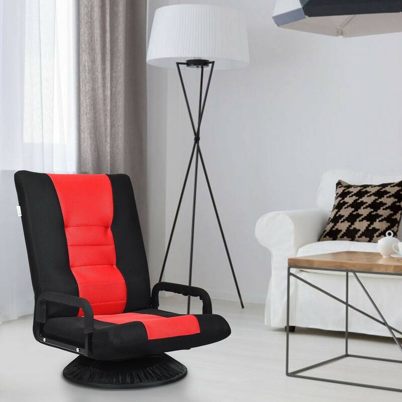 Adjustable Gaming Chair with 6 Back Positions and 360-Degree Swivel - Red