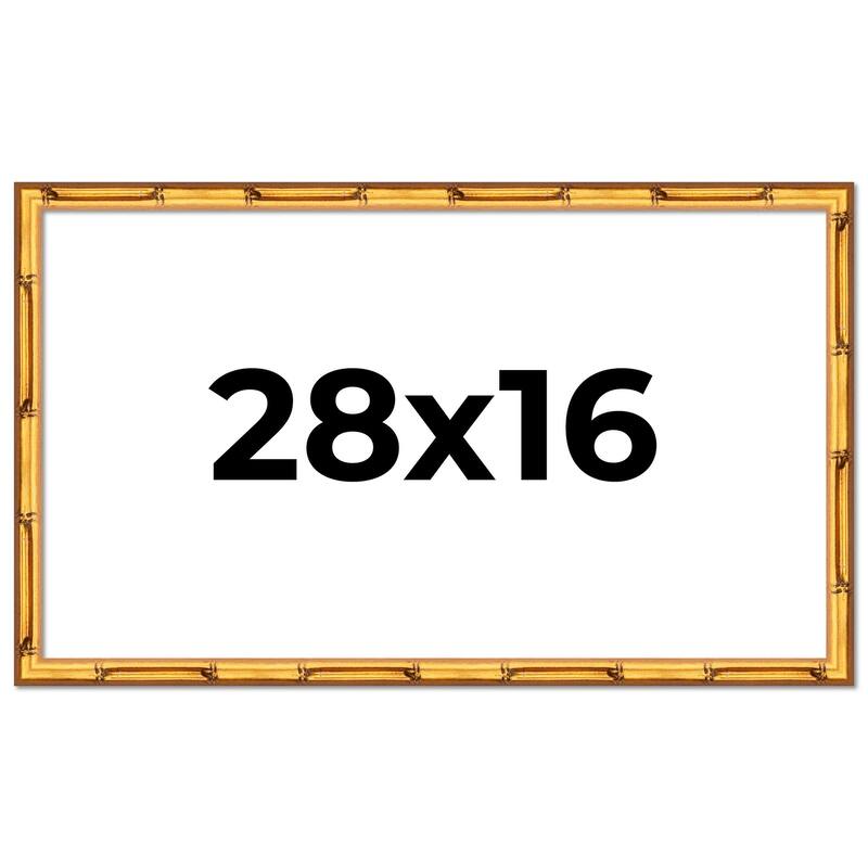 28x16 Frame Gold Bamboo Picture Frame Modern Photo Frame Includes UV Acrylic Shatter Guard Front Acid Free Foam Backing Board