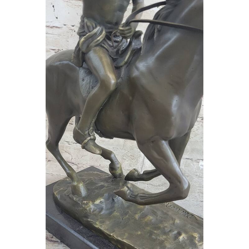 Native American Indian Man W/ Imitative Horse Bronze Sculpture Statue Figure Art Figurine