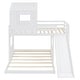 preview thumbnail 10 of 15, Playhouse-inspired Style Twin over Full Wooden Bunk Bed,Loft Bed with Playhouse,Farmhouse, Ladder, Slide and Guardrails