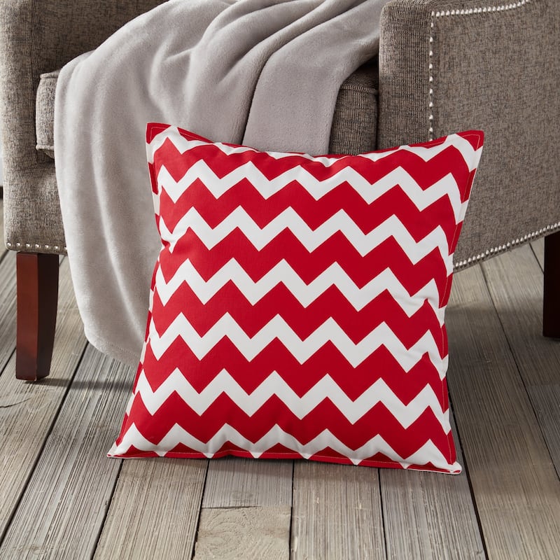 Chevron Cotton Canvas 20-inch Pillow - Red