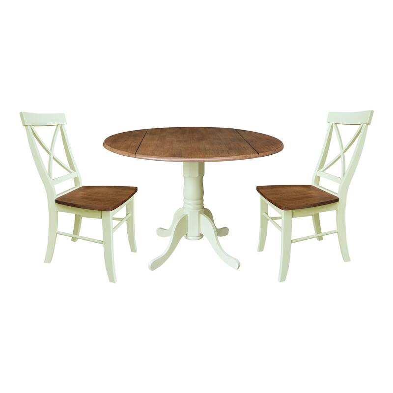 42" Dual Drop Leaf Table with X-back Chairs Set
