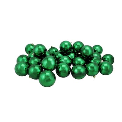 32ct Xmas Green Shatterproof Shiny Christmas Ball Ornaments 3.25"