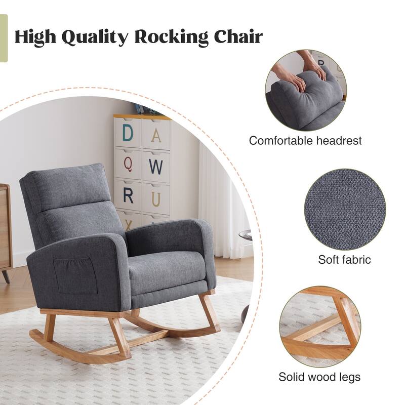 HOMYKA Rocking Chair for Nursery with Footrest