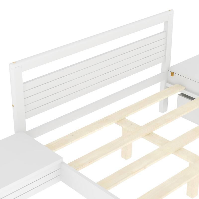 Wooden Platform Bed with Two Storage Drawers
