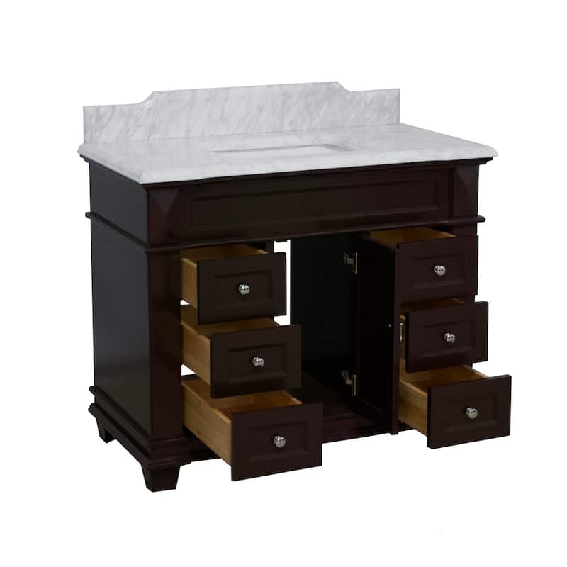 KitchenBathCollection Elizabeth 42" Bathroom Vanity with Carrara Marble Top