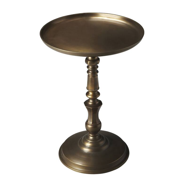 HomeRoots 24" Bronze Metal Round Pedestal End Table - 16.00 in. x 23.63 in. x 16.00 in.