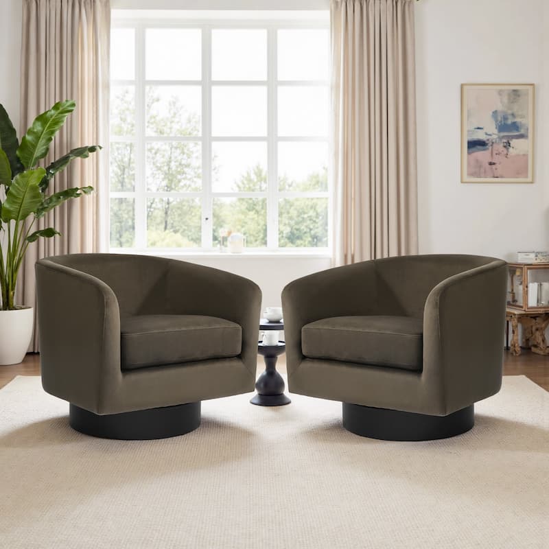 2 Set Modern Upholstered Swivel 360 Degree Accent Chair