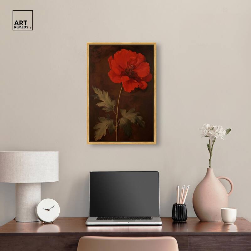 Flourish in Red I Canvas by Art Remedy