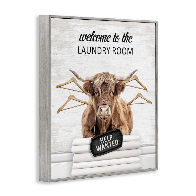 Stupell Welcome Laundry Room Cattle Framed Giclee Art Design By Lettered and Lined