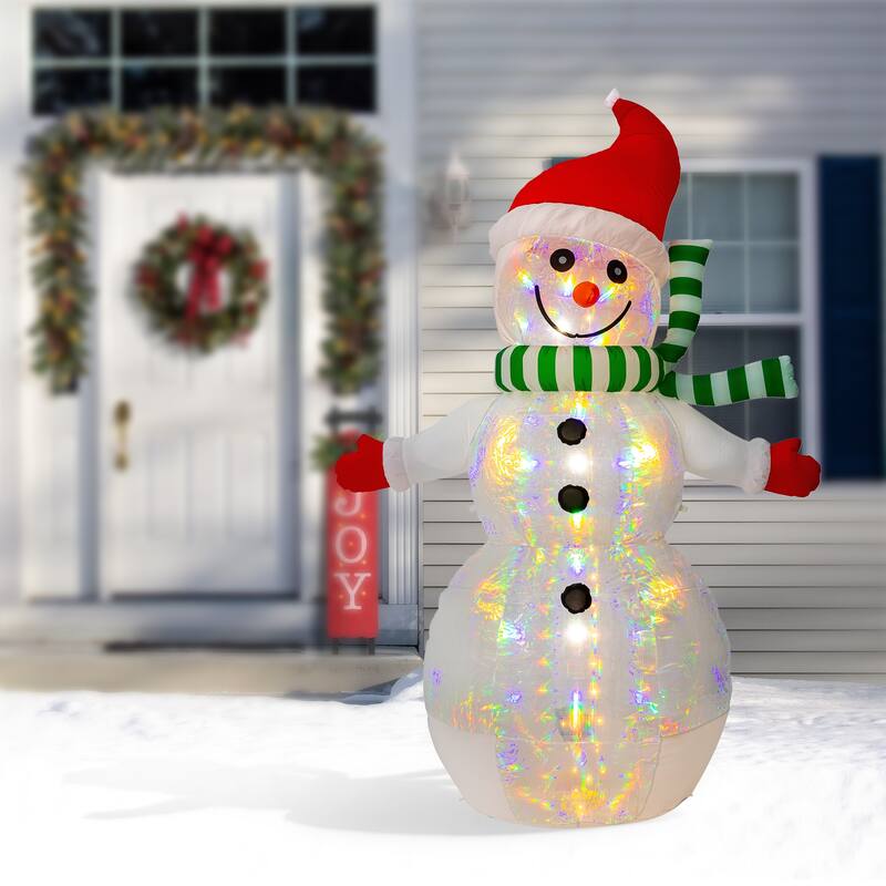 Glitzhome 8FT Lighted Inflatable Icy Snowman Decor