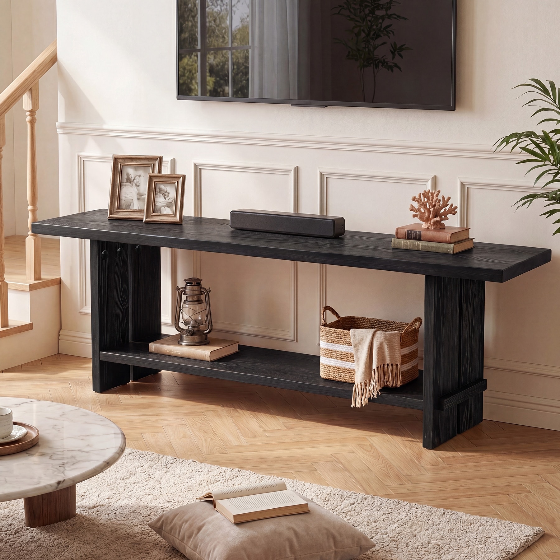 71" Solid Wood TV Stand for 55/65/75/85-Inch TV