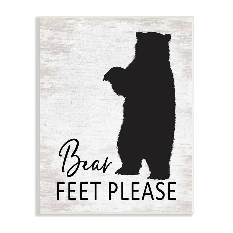 Stupell Bear Feet Remove Shoes Cabin Entrance Sign Wood Wall Art, Design by Lettered and Lined - Black - 13 x 19